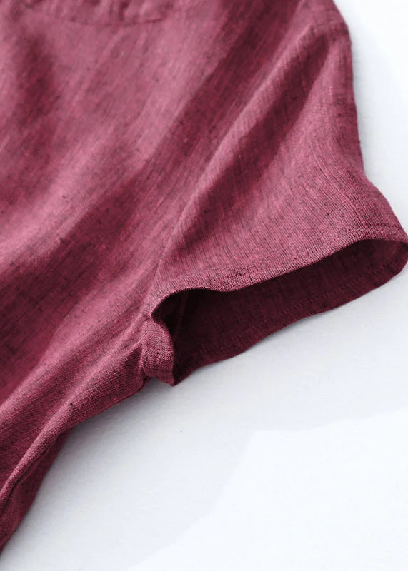 Modern Mulberry Cinched Linen Long Dress Summer - Image 3