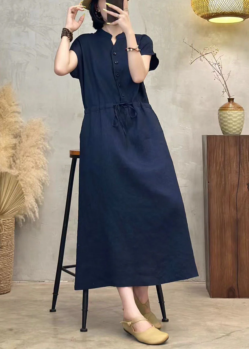 Modern Orange Cinched Linen Vacation Dresses Summer - Image 4