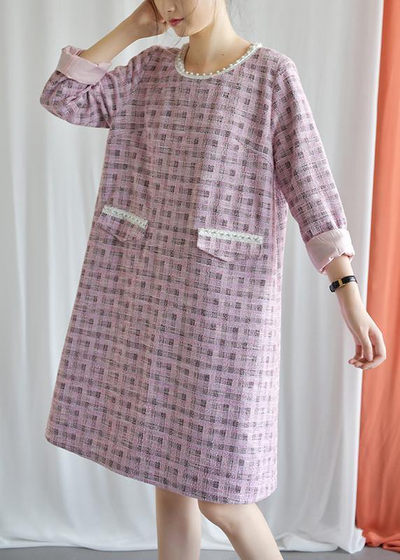 Modern plaid Blended outfit o neck Knee fall Dresses - Image 2