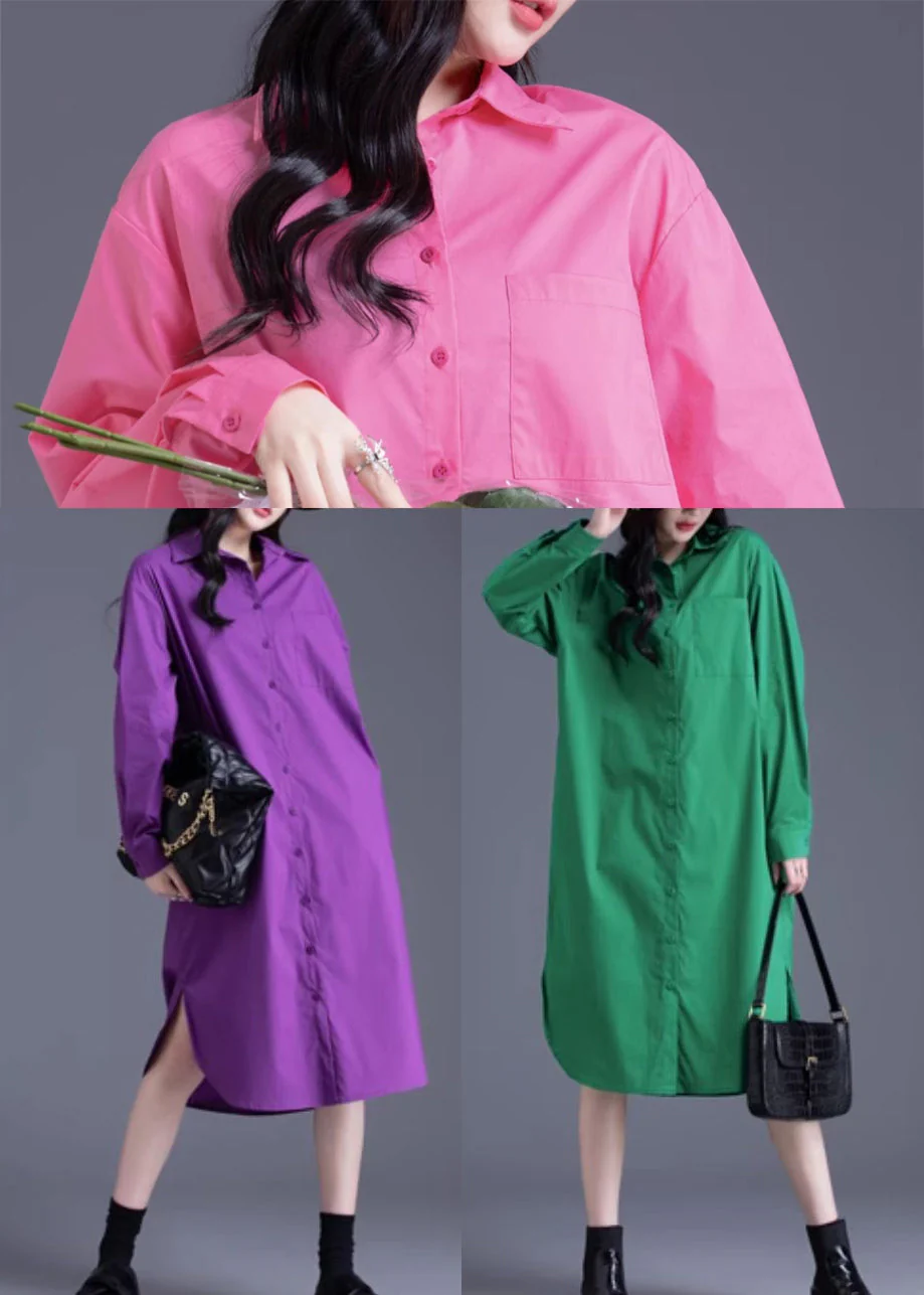 Modern Purple Oversized Side Open Cotton Dress Spring - Image 5