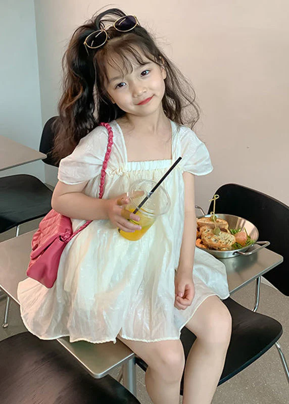 Modern Purple Slash Neck Patchwork Wrinkled Solid Chiffon Girls Mid Dress Summer - Image 2