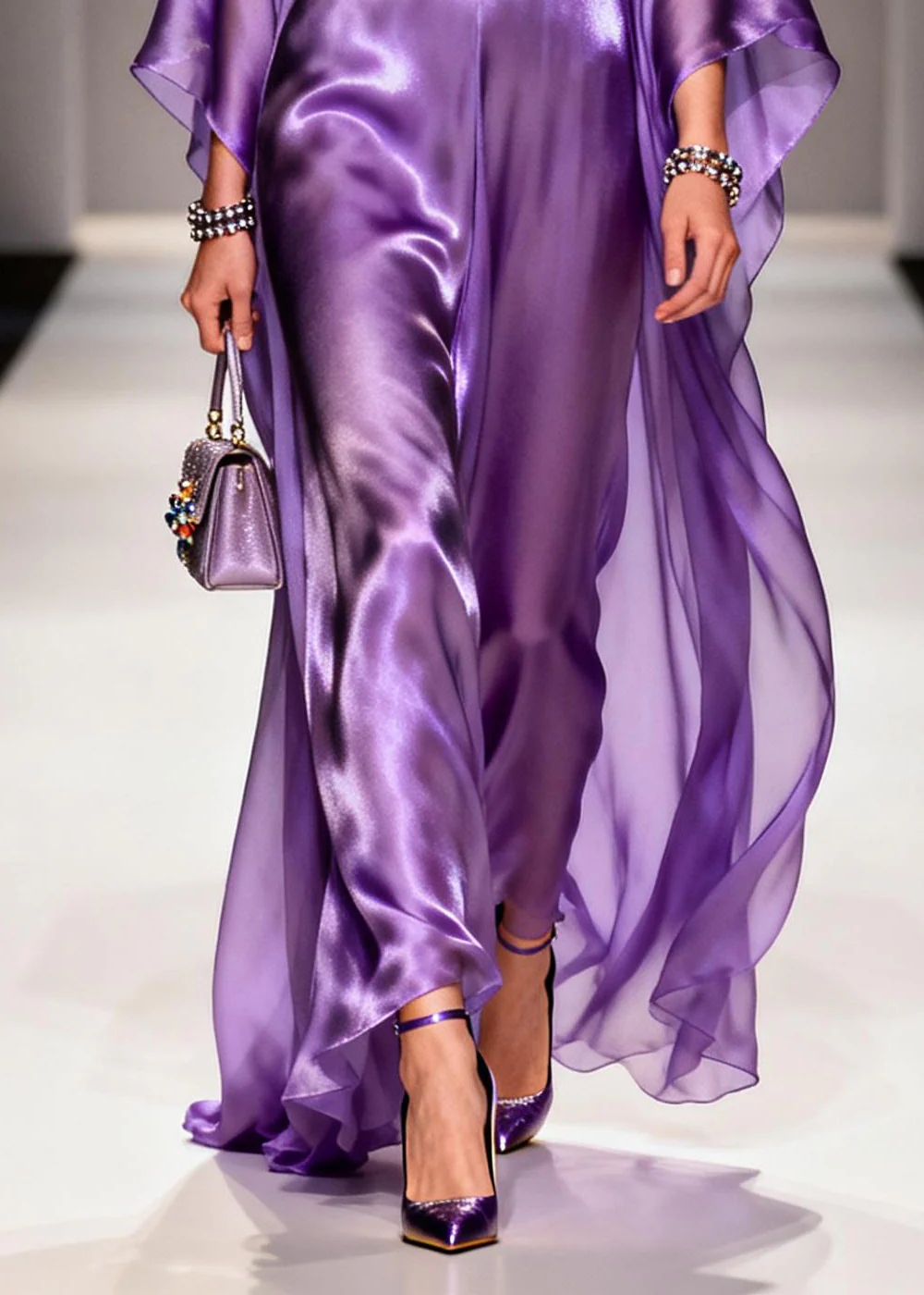 Modern Purple V Neck Draping Chiffon Holiday Dress Summer - Image 4