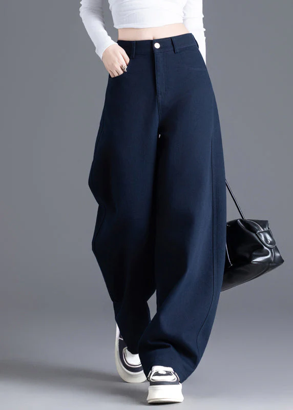 Modern Red Pockets High Waist Denim Pants Spring - Image 2