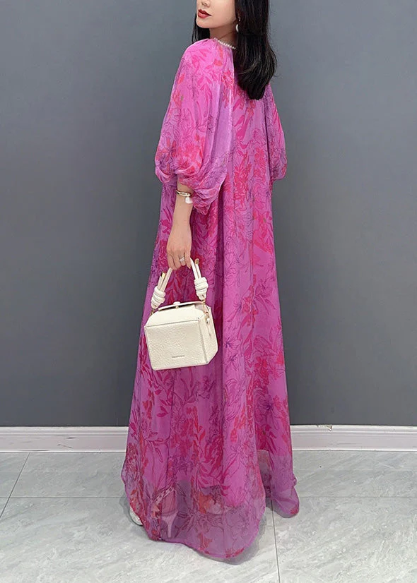Modern Red V Neck Print Cozy Tie Waist Ankle Dress Summer - Image 5