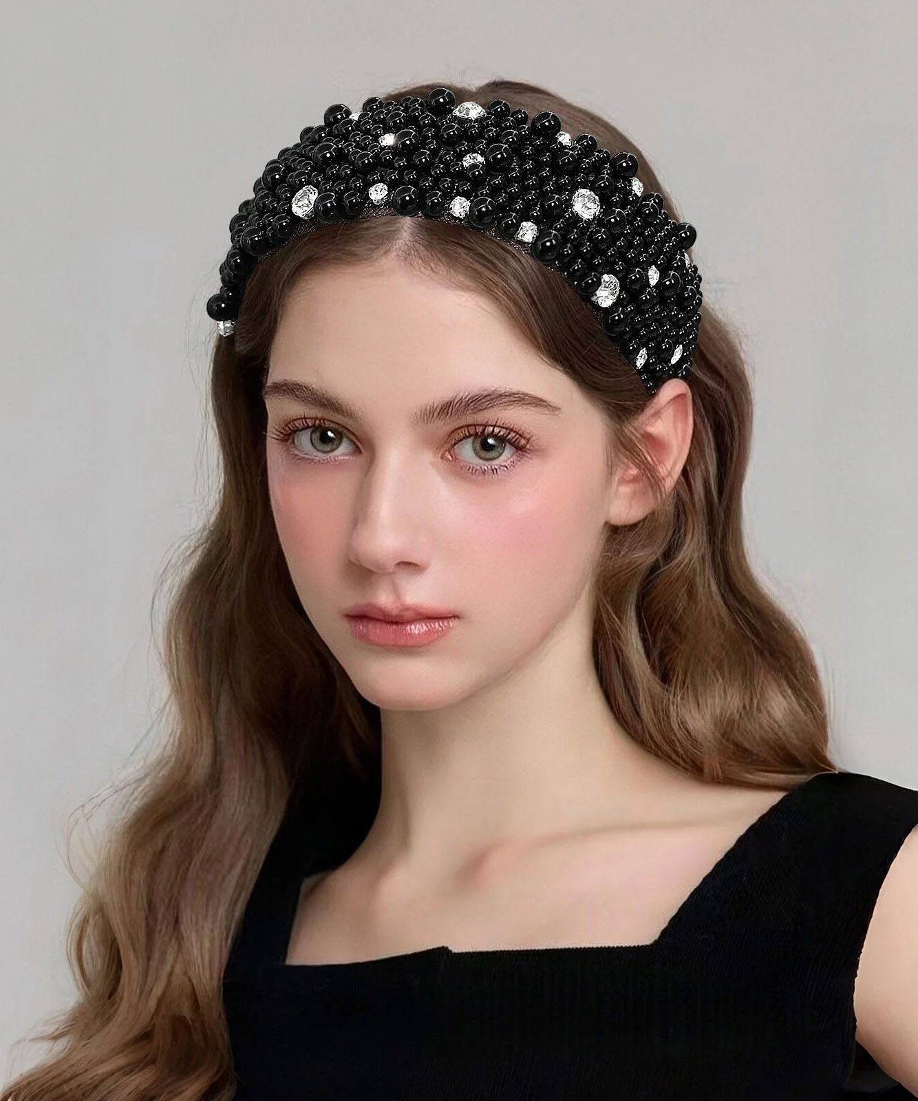 Modern White Acrylic Pearl Zircon Bride HairPiece - Image 2