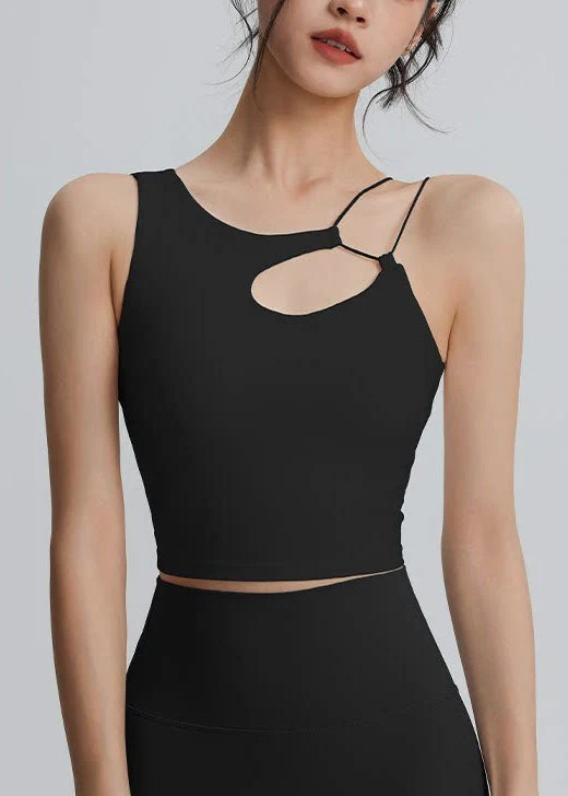 Modern White Hollow Out Backless Sports Bra Tank Top - Image 2