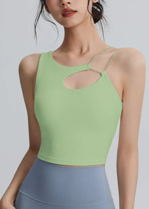 Modern White Hollow Out Backless Sports Bra Tank Top - Image 3