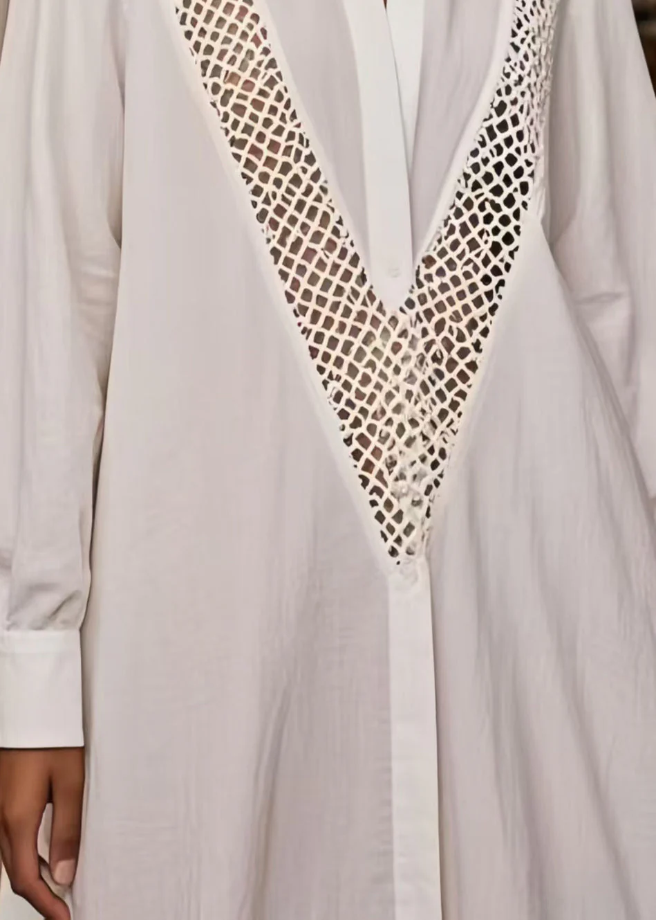 Modern White Oversized Hollow Out Cotton Dresses Spring - Image 4