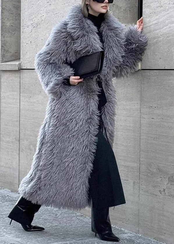 Modern White Peter Pan Collar Thick Warm Faux Fur Coats Winter - Image 2