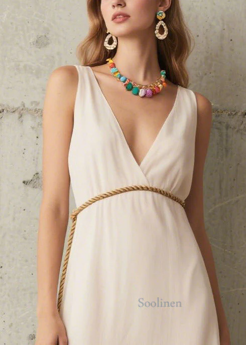 Modern White Tunic Patchwork Chiffon Beach Dresses Summer - Image 2