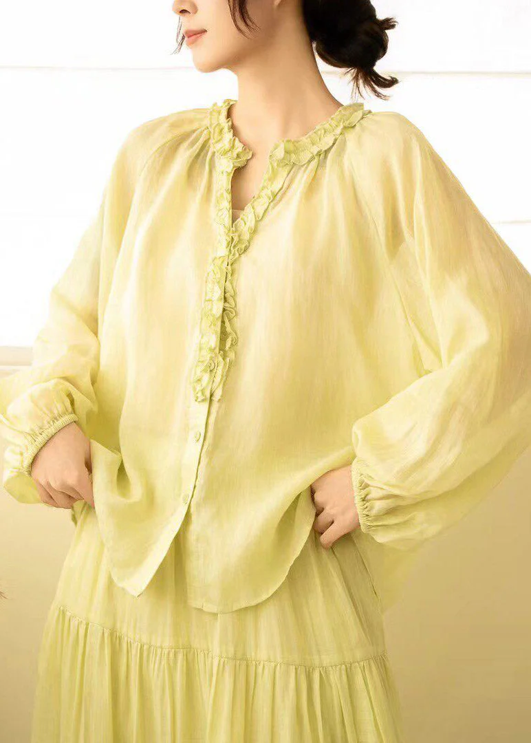 Modern White V Neck Patchwork Linen Shirt Fall - Image 2