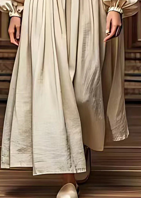 Modern White Wrinkled Exra Large Hem Linen Maxi Dresses Fall - Image 5