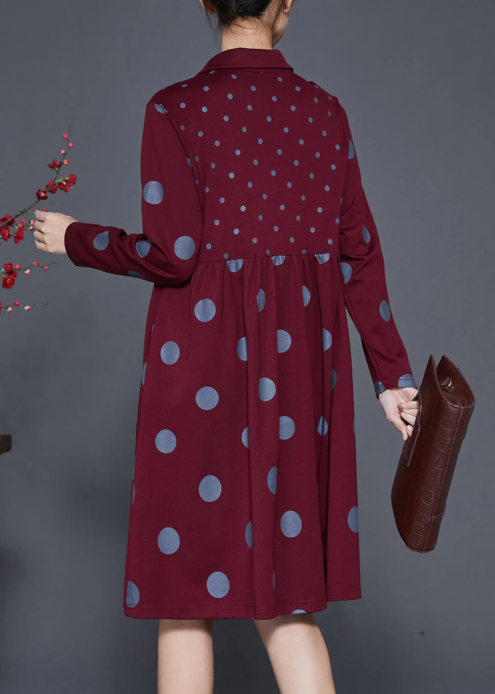 Mulberry Dot Print Cotton Maxi Dress Peter Pan Collar Spring - Image 4