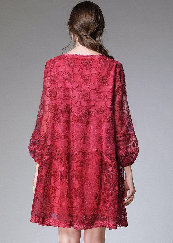 Mulberry O-Neck Tulle Spring Cute Long Sleeve Maxi Dress - Image 4