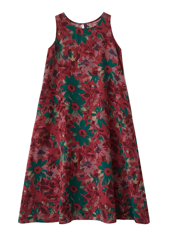 Mulberry Print Cotton Party Dress Exra Large Hem Sleeveless - Image 5