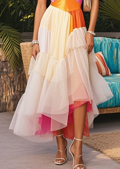 Multicolored Patchwork Tulle Sundress Exra Large Hem Summer - Image 4