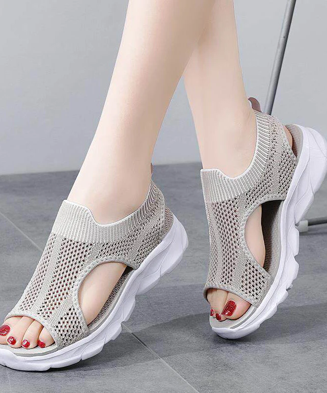 Multicolour Sandals Knit Fabric Elegant Hollow Out Sandals - Image 2