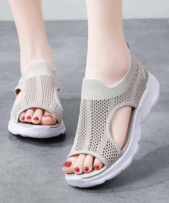 Multicolour Sandals Knit Fabric Elegant Hollow Out Sandals - Image 5