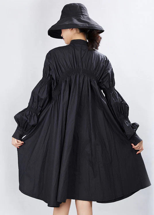 Natural Black lantern sleeve Asymmetrical Holiday Dresses - Image 4