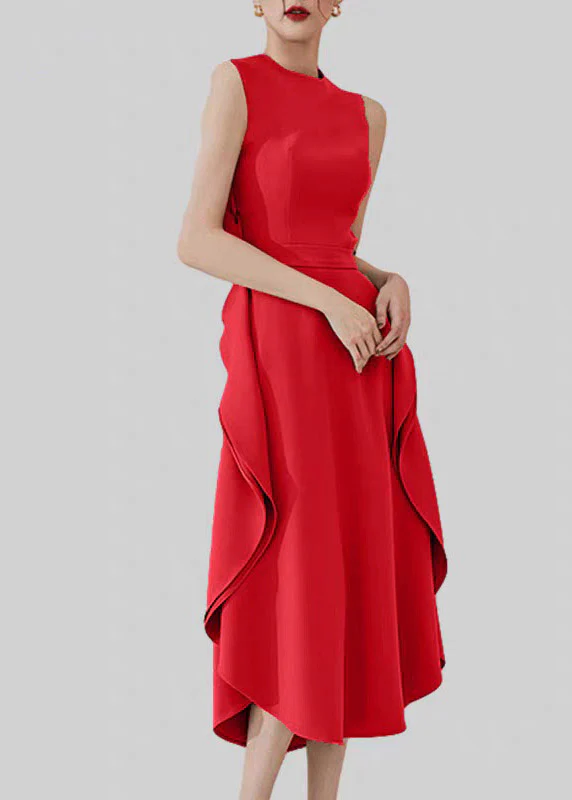 Natural Grey Green O-Neck Ruffled Patchwork Long Dresses Summer - Image 2