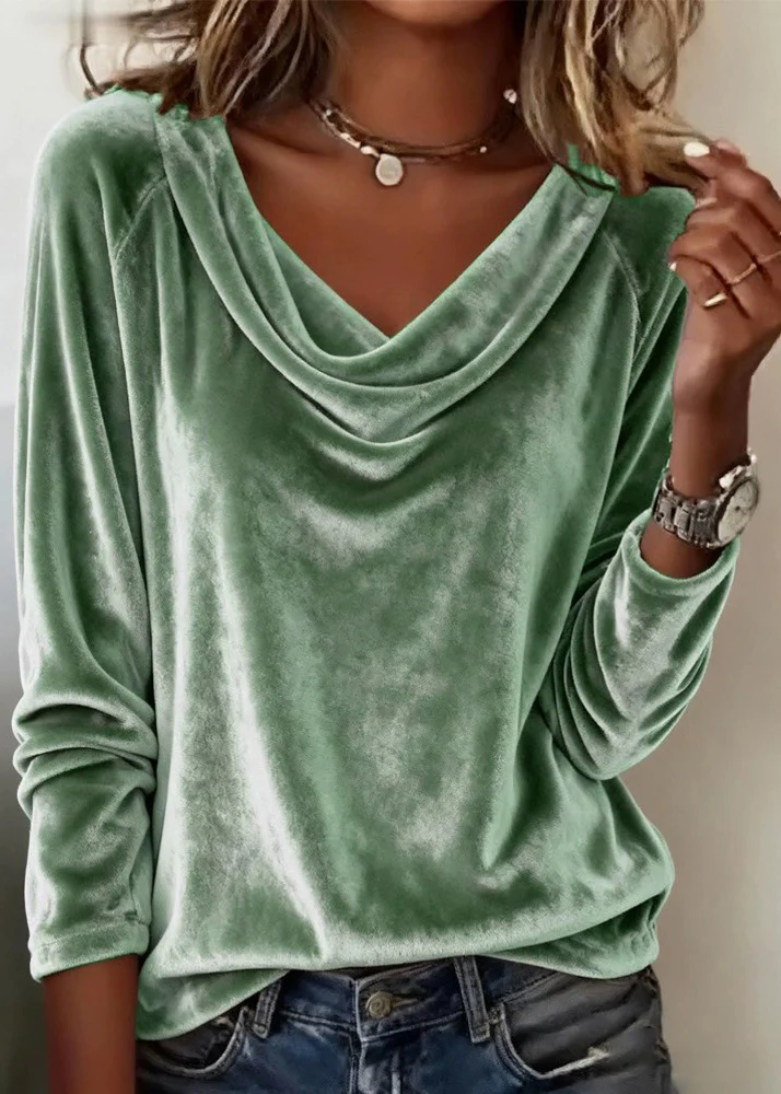 Natural Grey Pockets Solid Pullover O-Neck Spring - Image 2