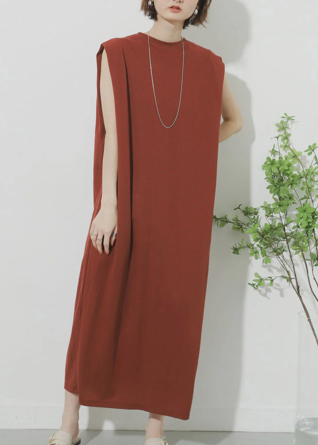 Natural Mulberry O-Neck Solid Maxi Dress Summer - Image 2