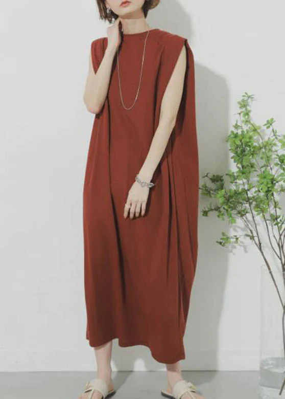 Natural Mulberry O-Neck Solid Maxi Dress Summer - Image 3