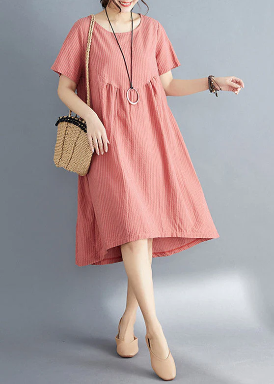 Natural Orange O-Neck Cozy Long Dress Summer - Image 2