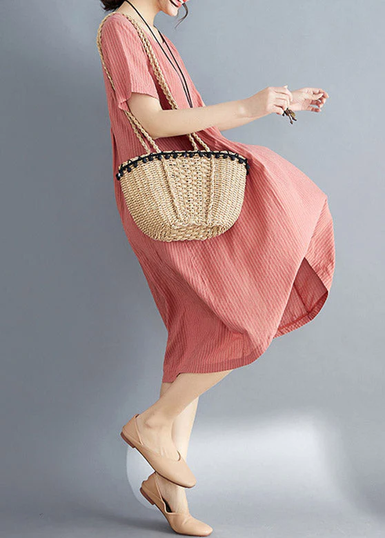 Natural Orange O-Neck Cozy Long Dress Summer - Image 4