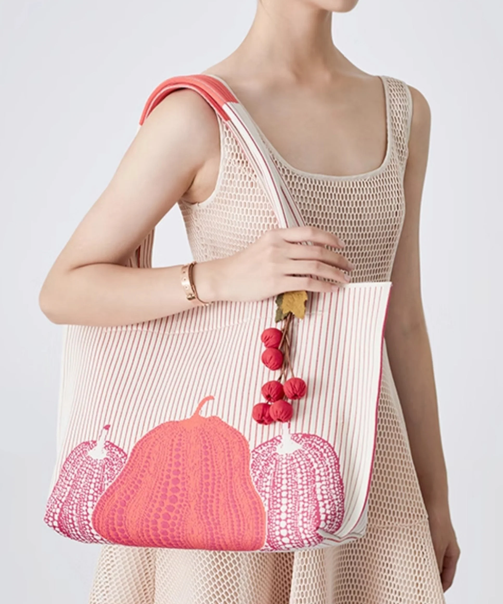 Natural Pink Jacquard Solid Durable Cotton Women Handbags - Image 2