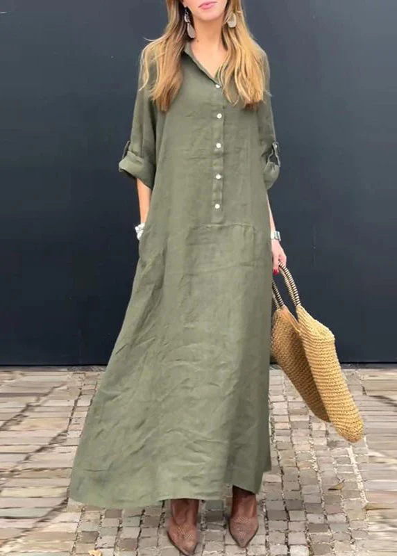 Natural Pink Peter Pan Collar Patchwork Long Dress Fall - Image 2