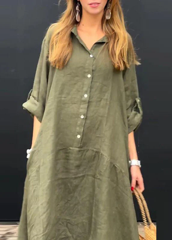 Natural Pink Peter Pan Collar Patchwork Long Dress Fall - Image 5