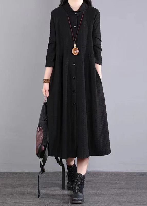Natural Red Peter Pan Collar Patchwork Cotton Shirts Dress Fall - Image 2