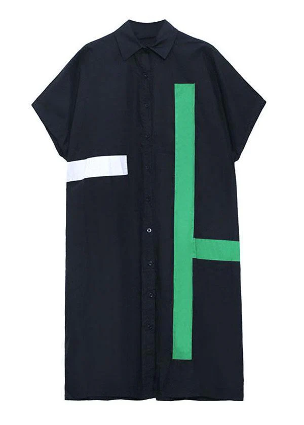 Natural White Summer Patchwork Cotton Short Sleeve Robe Dresses - Image 5