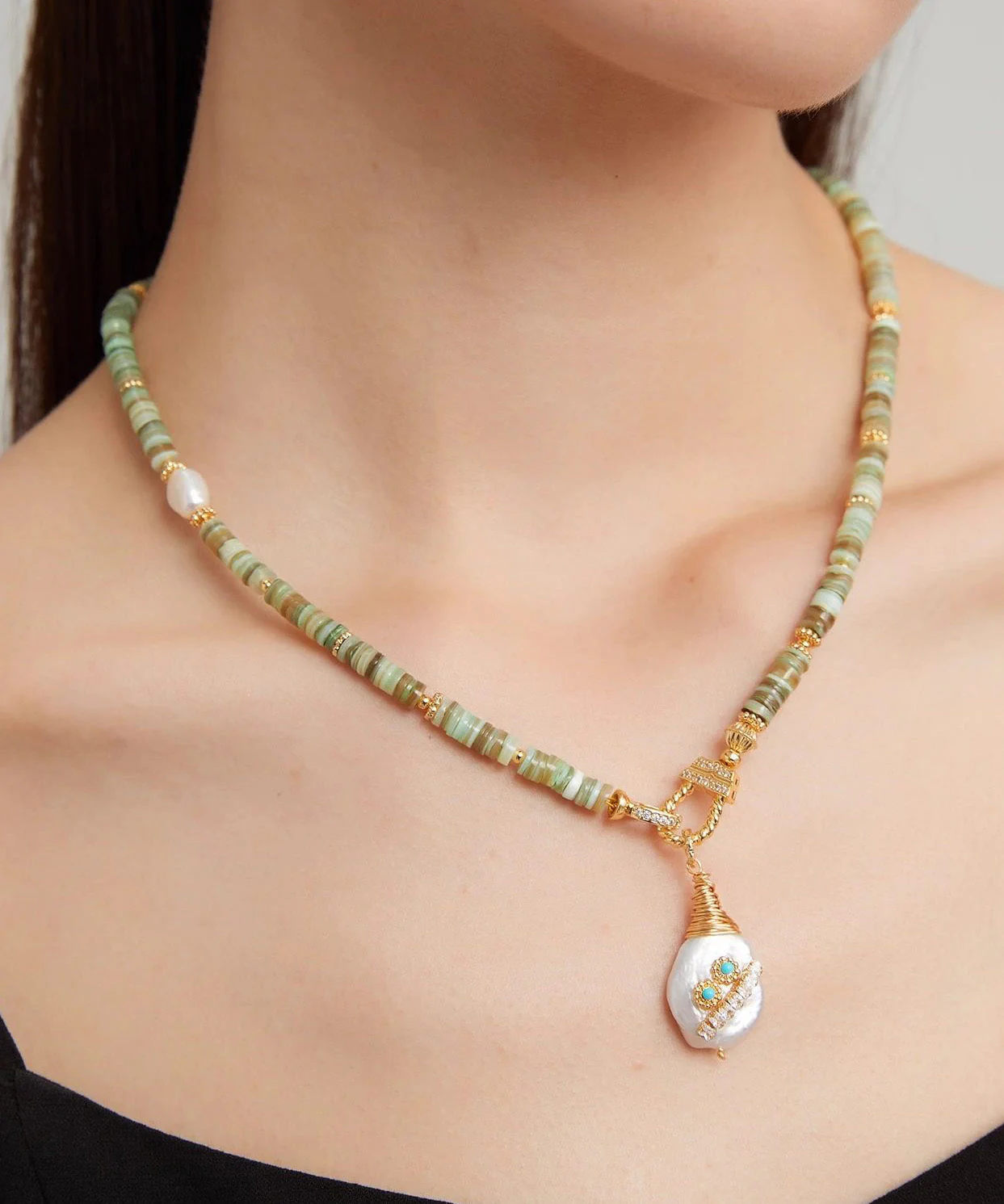 New Baroque Pearl Shell Pendant Necklace - Image 3
