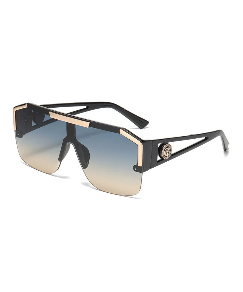 New Black One-Piece Large Frame Personalized Sunglasses - Image 3