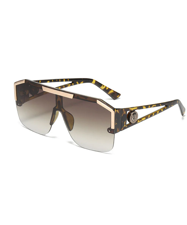 New Black One-Piece Large Frame Personalized Sunglasses - Image 4