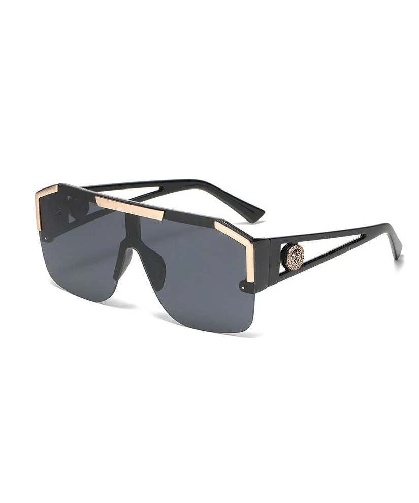 New Black One-Piece Large Frame Personalized Sunglasses - Image 5