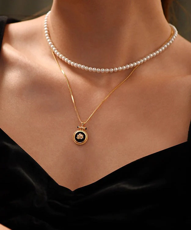 New Black Onyx Roses Adjustable14K Gold Pendant Necklace - Image 3
