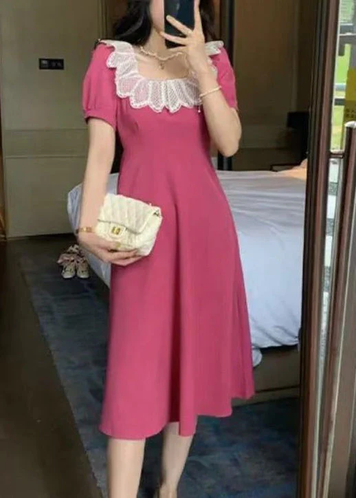 New Black Square Collar Solid Cotton Dress Summer - Image 2