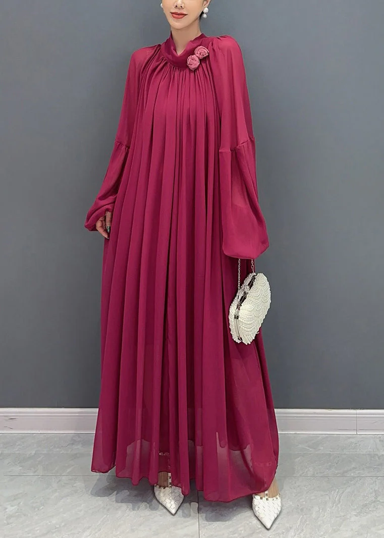 New Black Wrinkled Loose Chiffon Long Dress Fall - Image 2