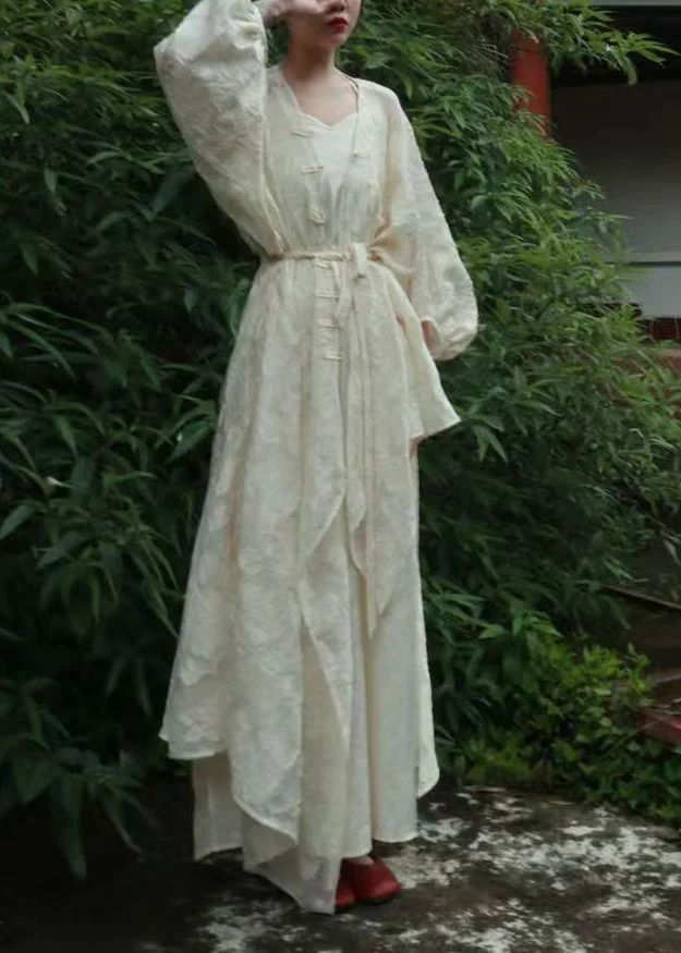 New Chinese Jacquard Oriental Buckle Cardigan Dress Two Piece Set - Image 5