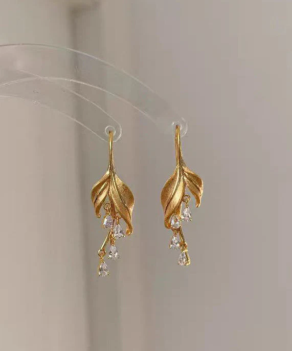 New Chinese Style Gold Zircon Tassel Drop Earrings - Image 4