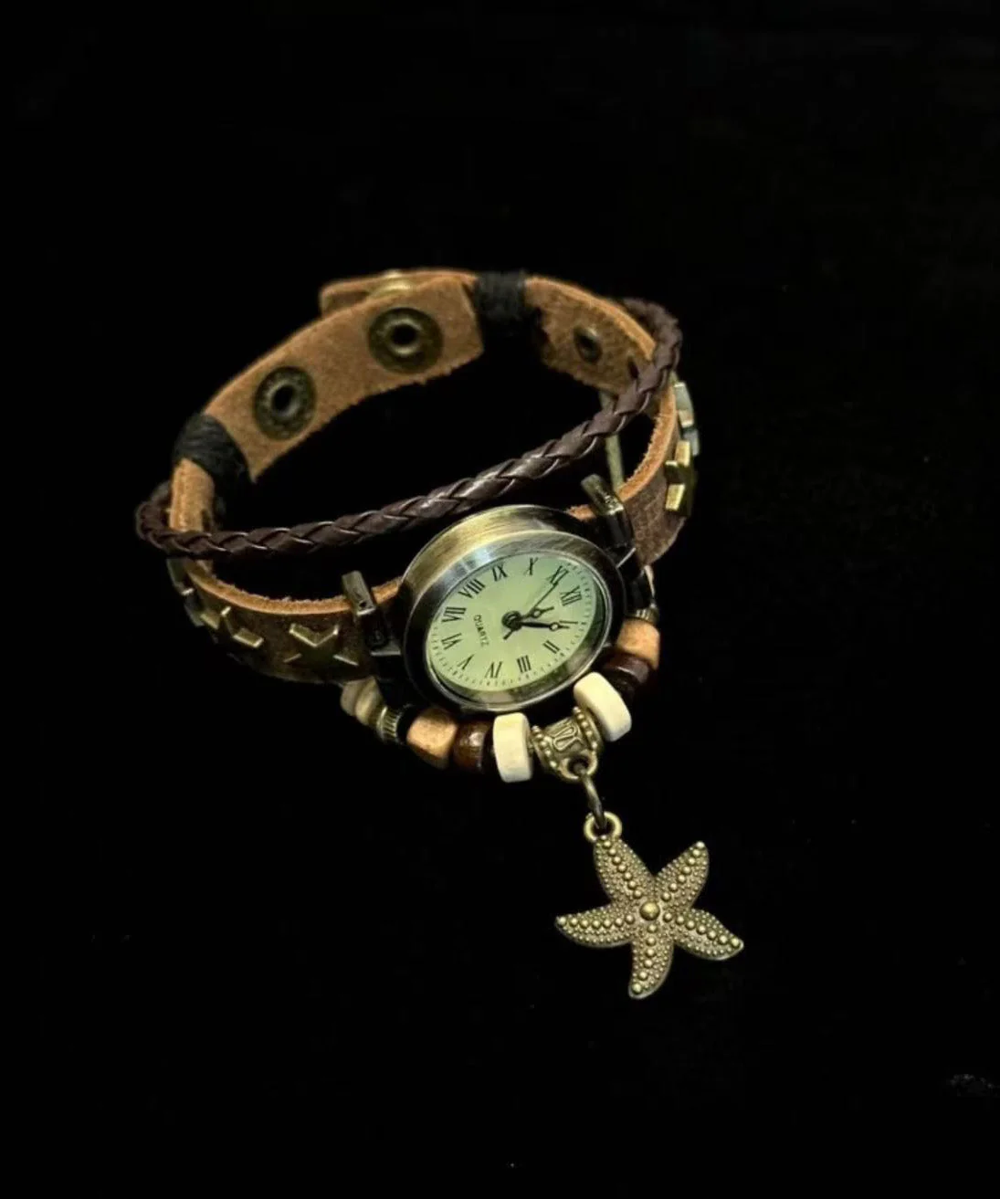 New Chinese Style Retro Starfish Pendant Faux Leather Watches - Image 4