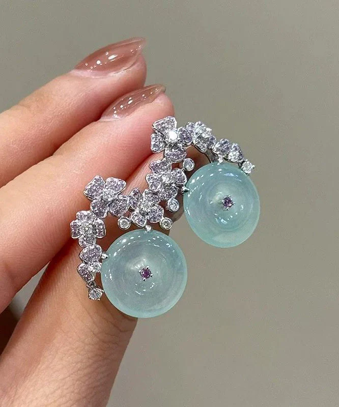 New Chinese Style Safety Buckle Diamond Studded Flower Earrings - Image 2