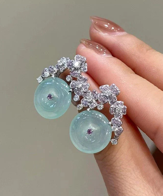 New Chinese Style Safety Buckle Diamond Studded Flower Earrings - Image 4