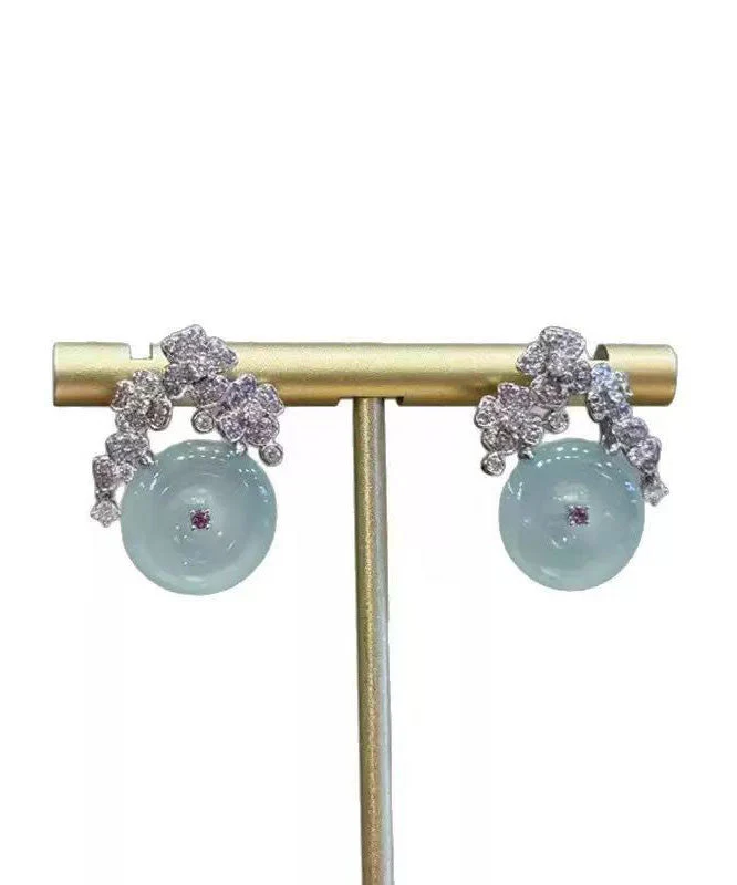New Chinese Style Safety Buckle Diamond Studded Flower Earrings - Image 5