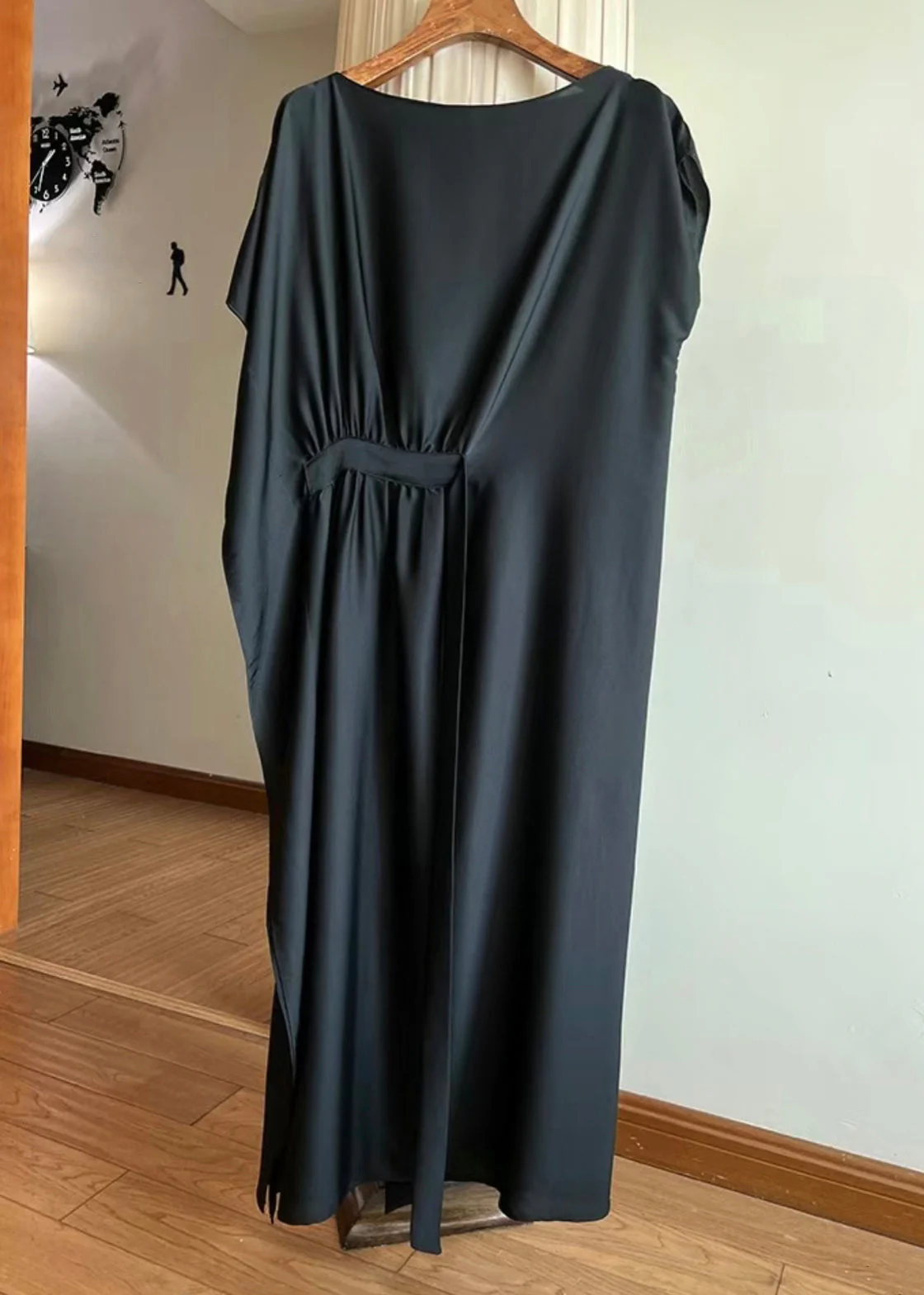 New Chocolate Lace Up Solid Silk Long Dresses Summer - Image 5