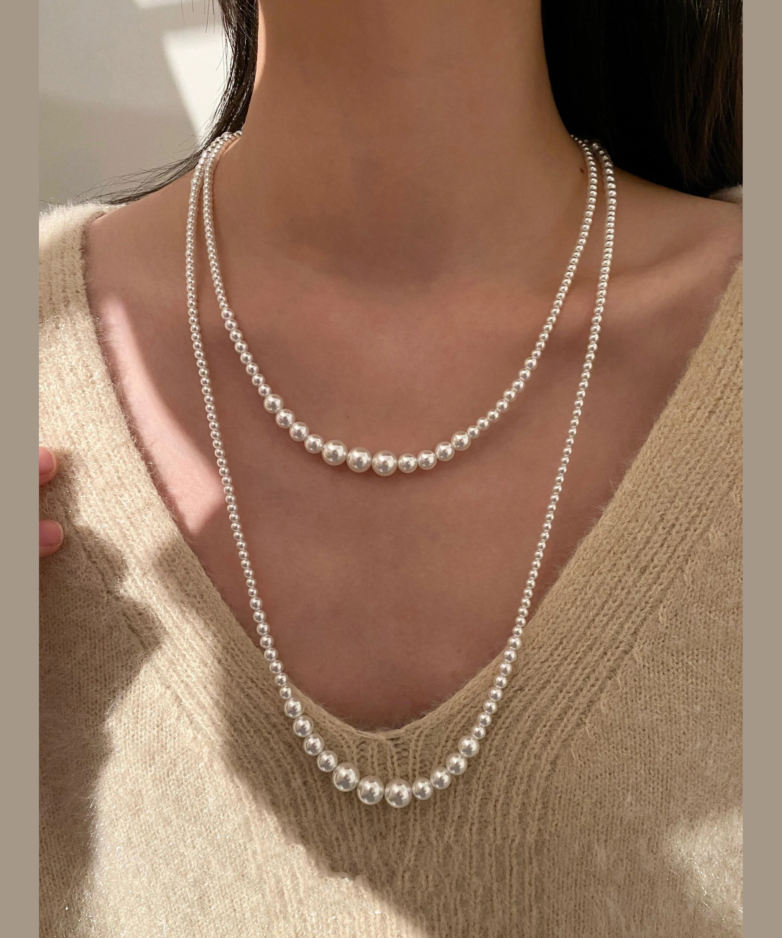 New Classy White Versatile Long Pearl Necklace - Image 3