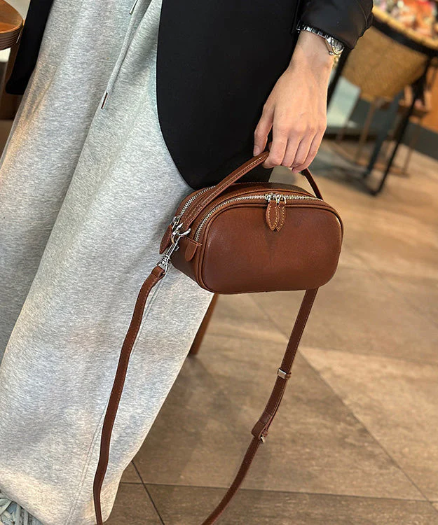 New Coffee Calf Leather Versatile Tote Camera Bag - Image 2